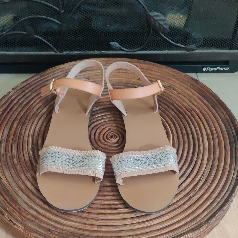 J. Crew Tan and Silver Women's Sandals